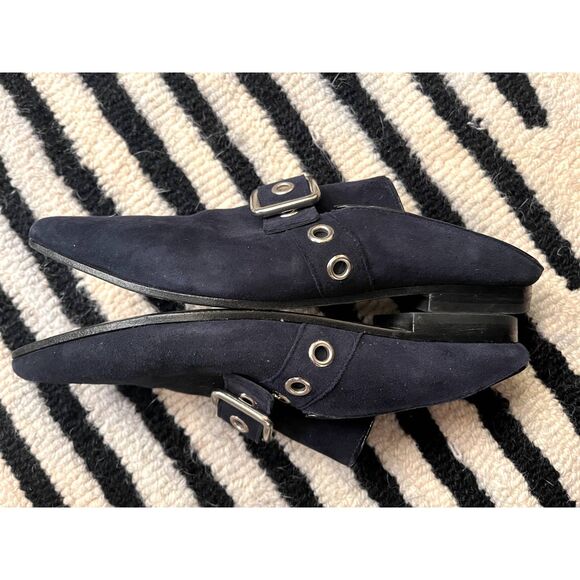 Robert Clergerie X Self Portrait Lopal Mules Loafers Suede Blue 35.5 5.5 Slip On - Picture 4 of 6